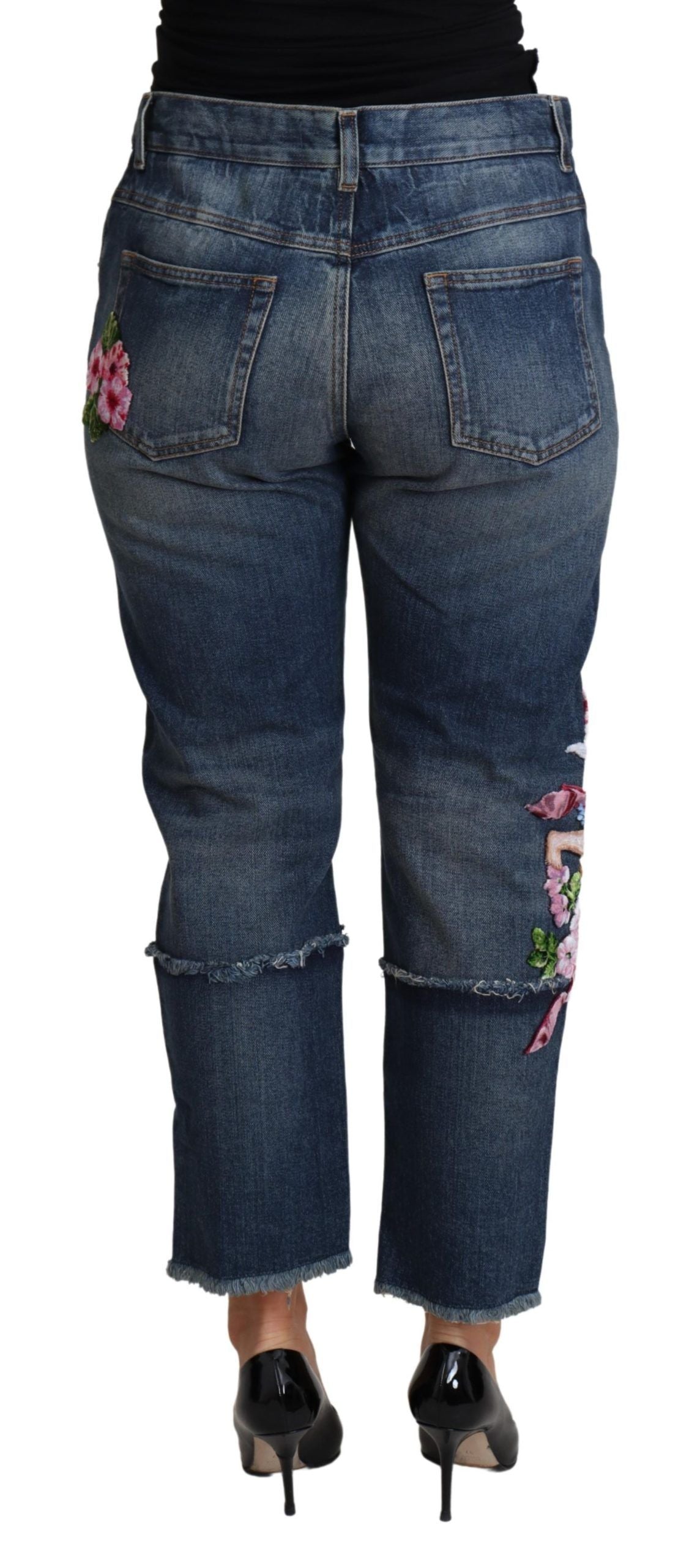 Dolce & Gabbana Floral Embroidered Cropped Capri Jeans