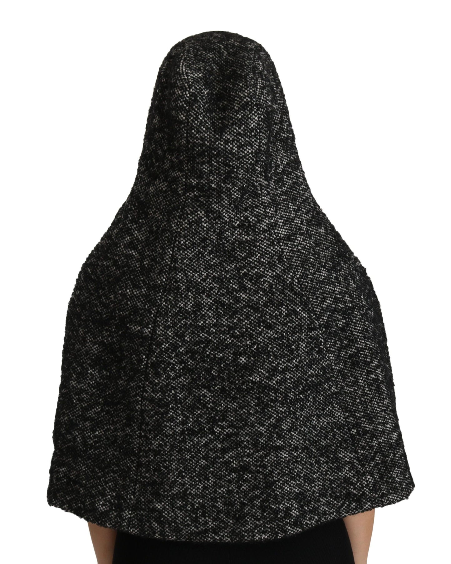 Dolce & Gabbana Gray Tweet Wool Shoulder Hat Hooded Scarf