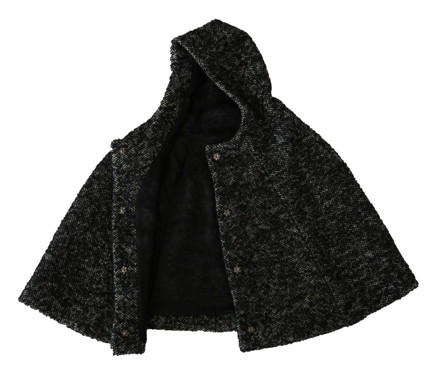 Dolce & Gabbana Gray Tweet Wool Shoulder Hat Hooded Scarf