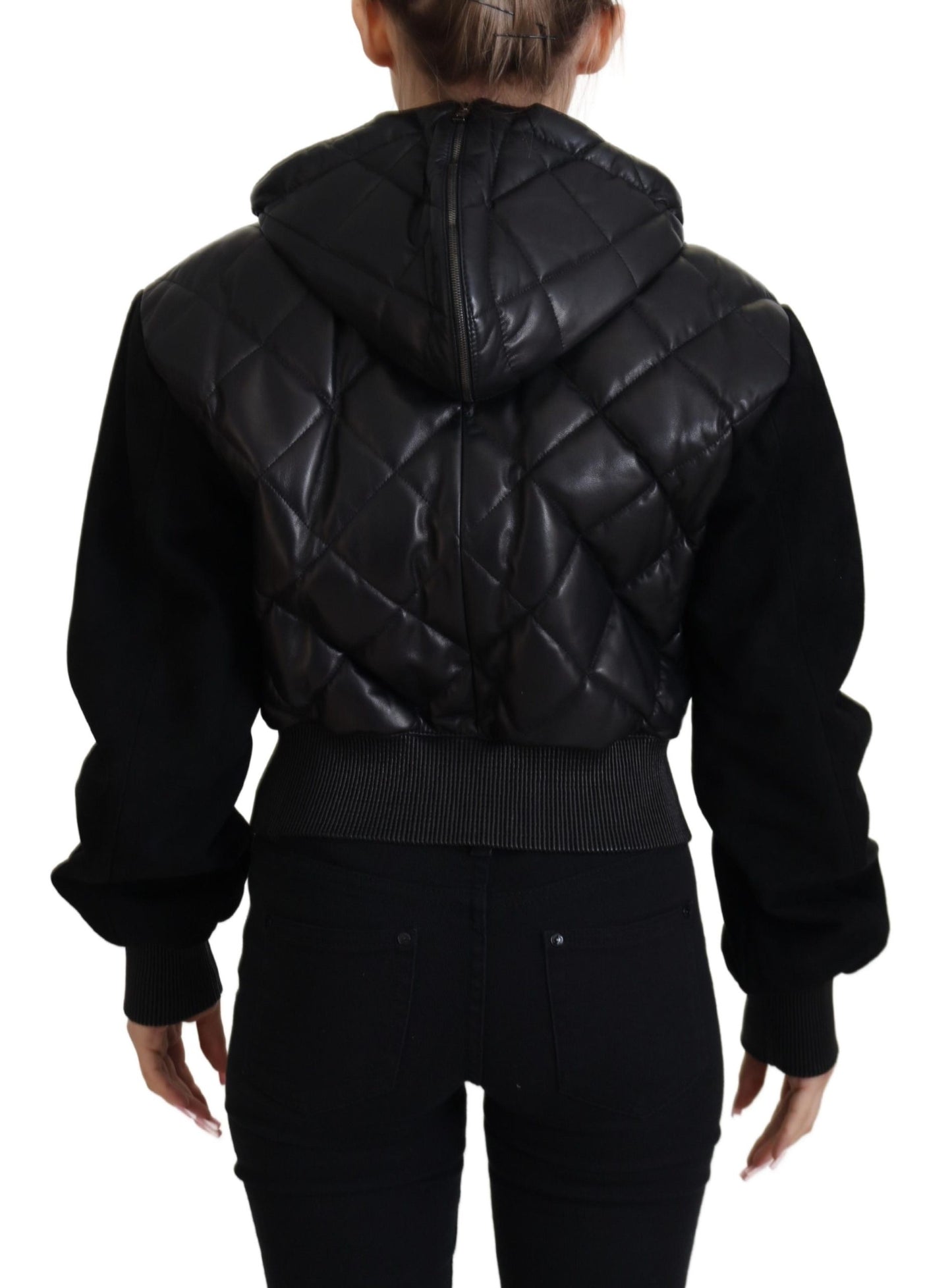 Dolce & Gabbana Elegant Quilted Leather Jacket with Hood