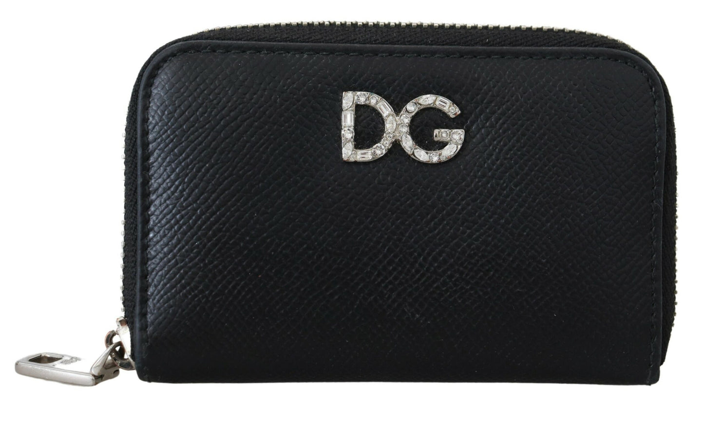 Dolce & Gabbana Elegant Leather Continental Wallet - Black with Silver Details