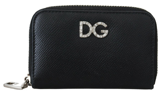 Dolce & Gabbana Elegant Leather Continental Wallet - Black with Silver Details