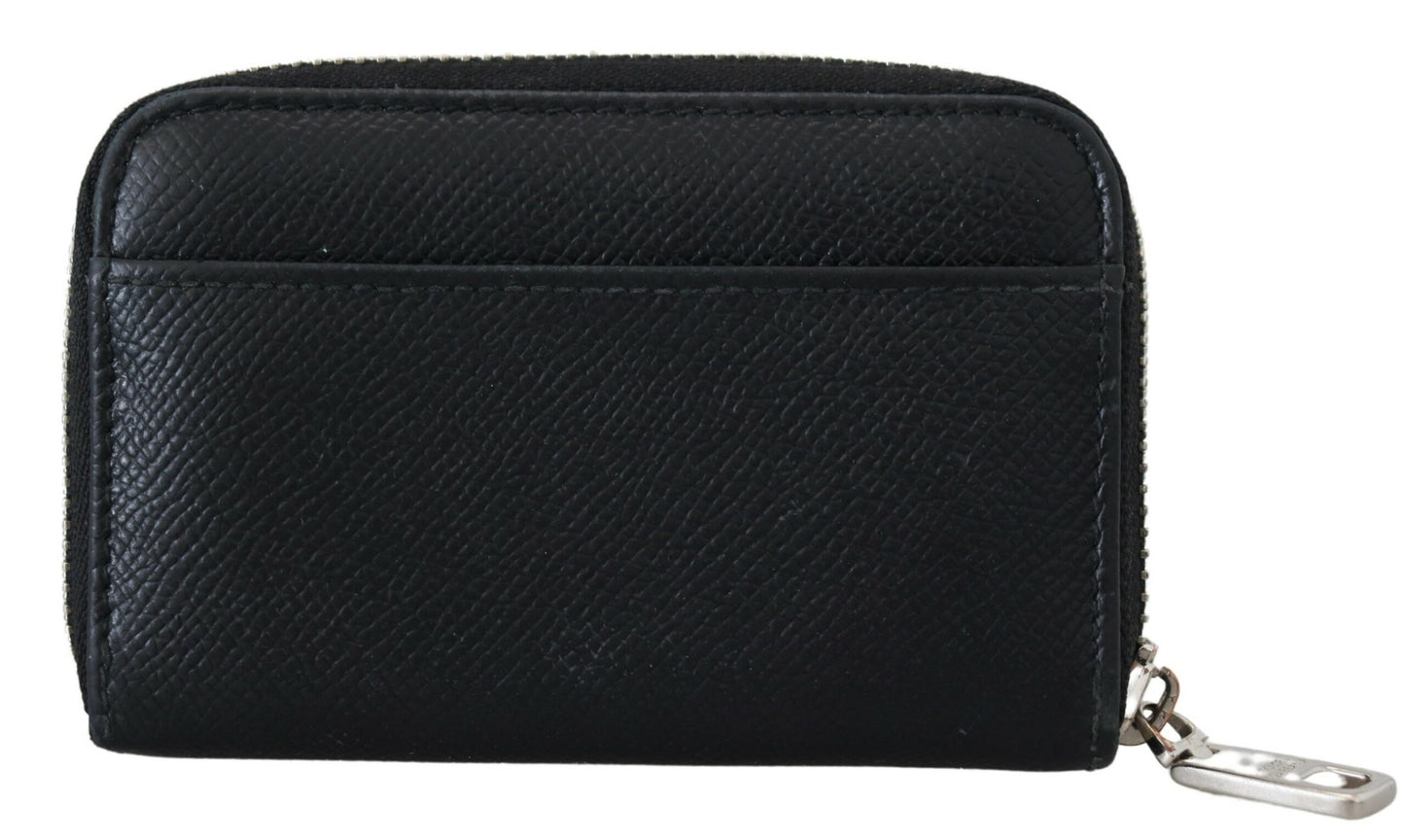 Dolce & Gabbana Elegant Leather Continental Wallet - Black with Silver Details