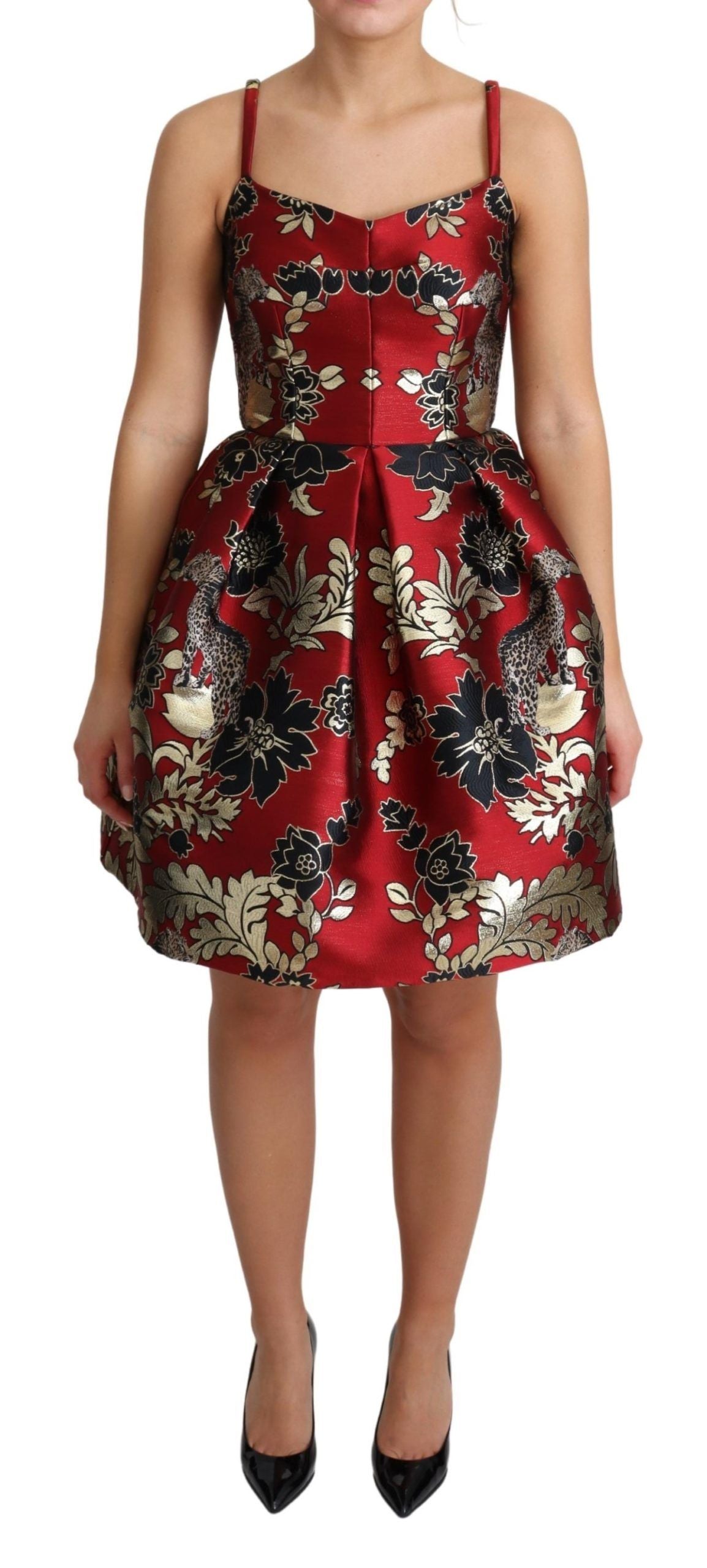 Dolce & Gabbana Floral Leopard Jacquard Mini Dress