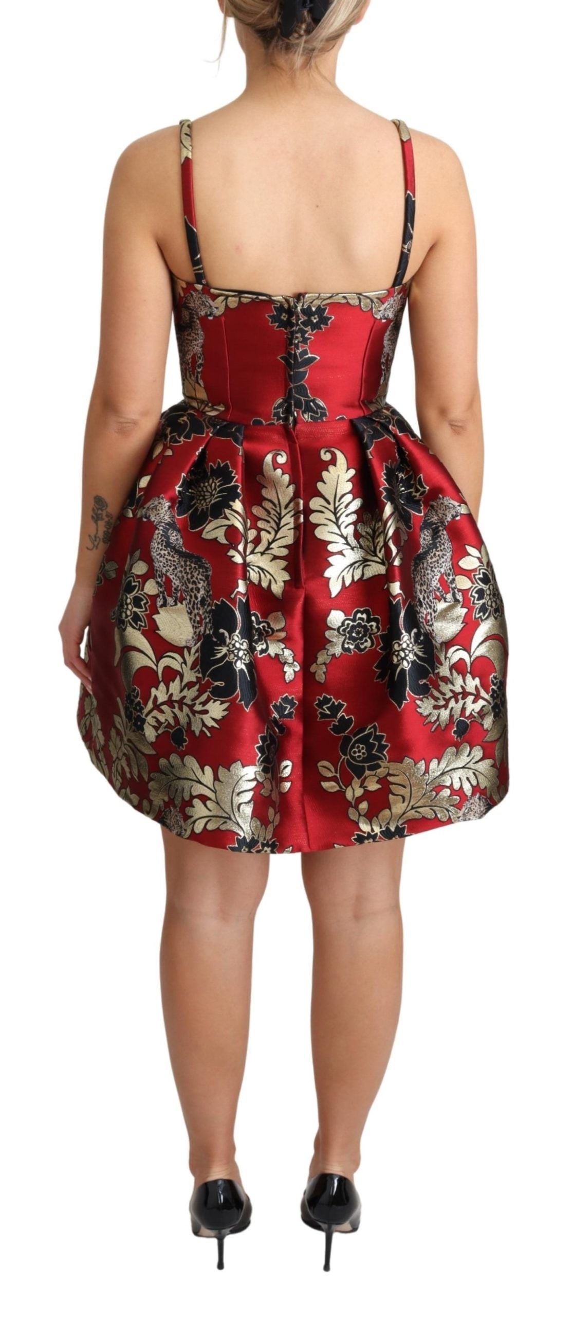 Dolce & Gabbana Floral Leopard Jacquard Mini Dress