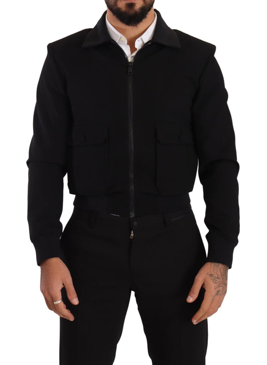 Dolce & Gabbana Elegant Black Wool Short Coat Jacket