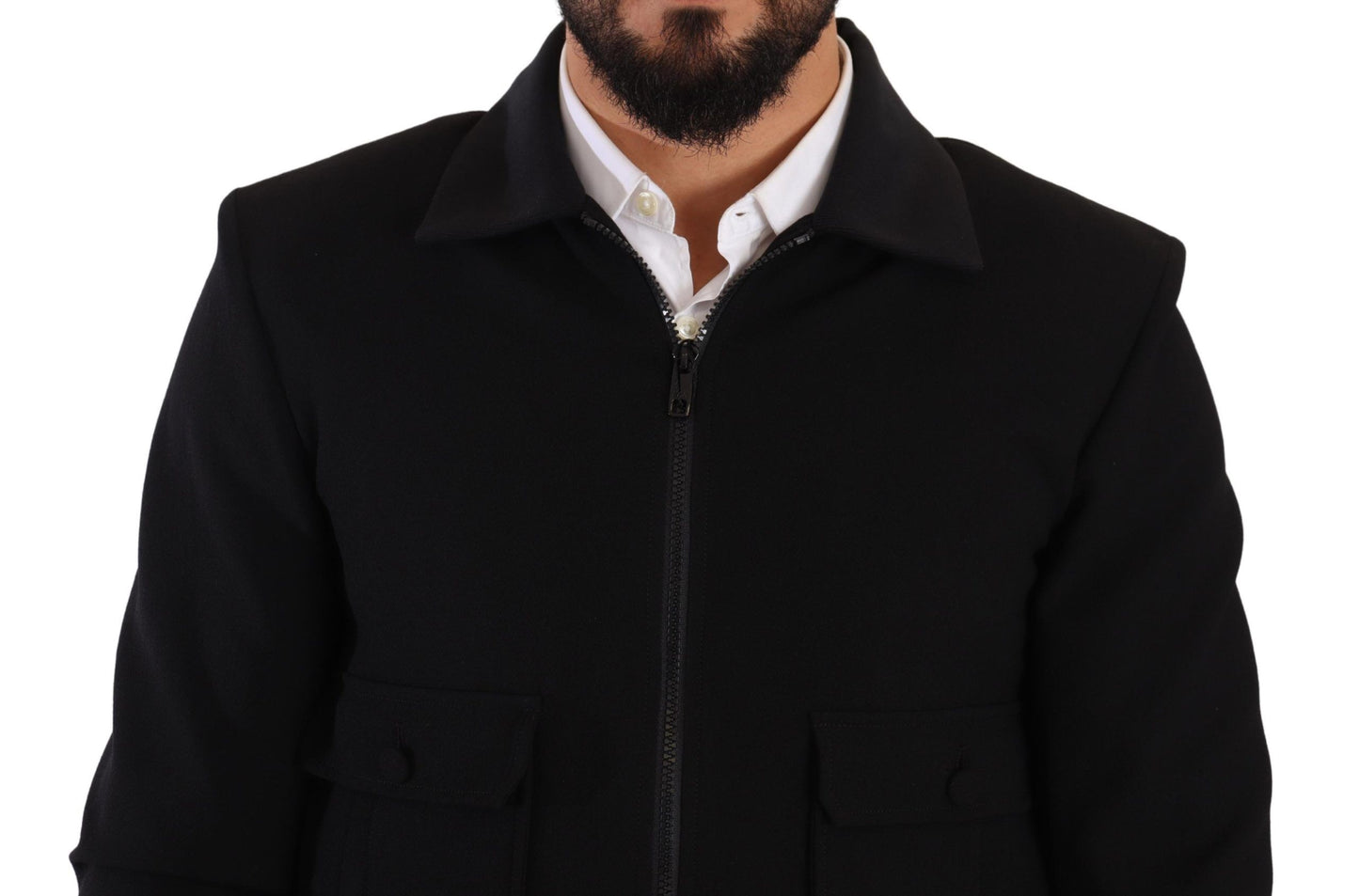 Dolce & Gabbana Elegant Black Wool Short Coat Jacket