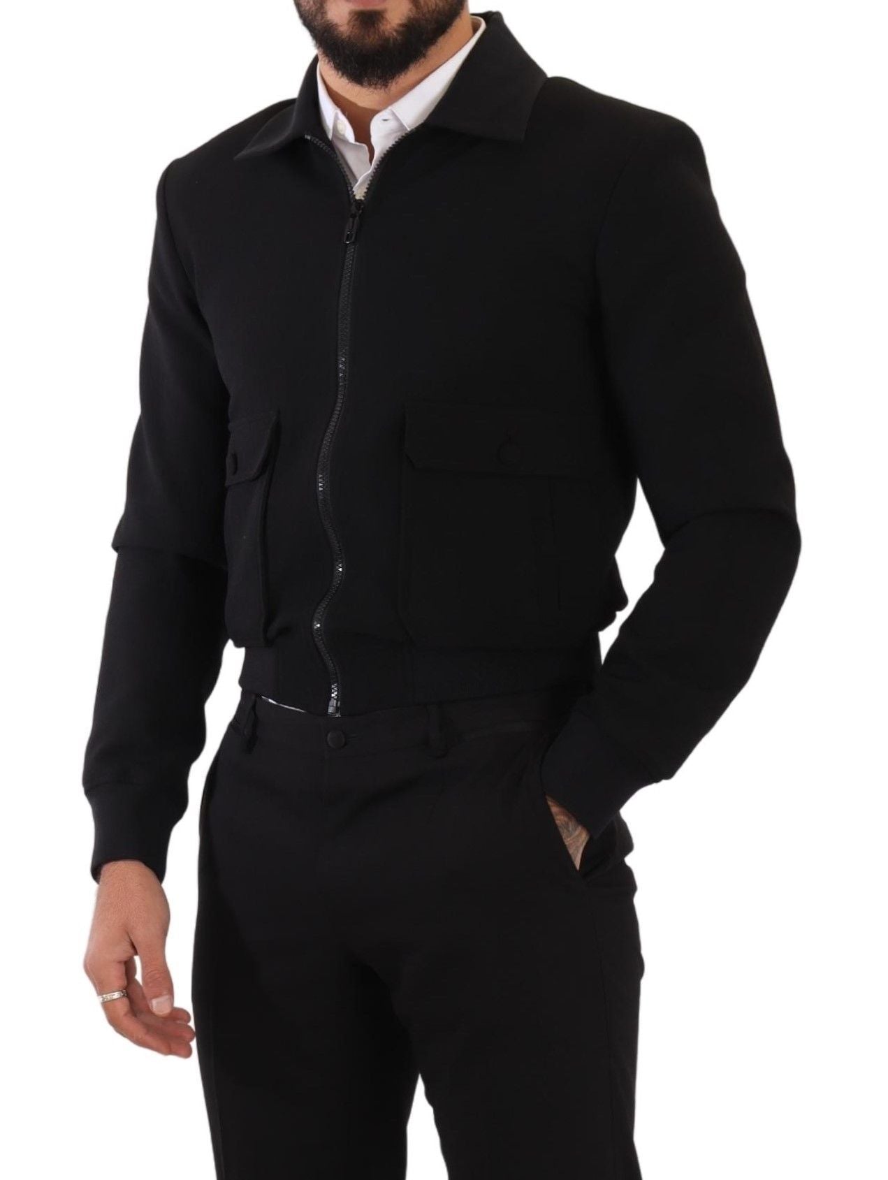 Dolce & Gabbana Elegant Black Wool Short Coat Jacket