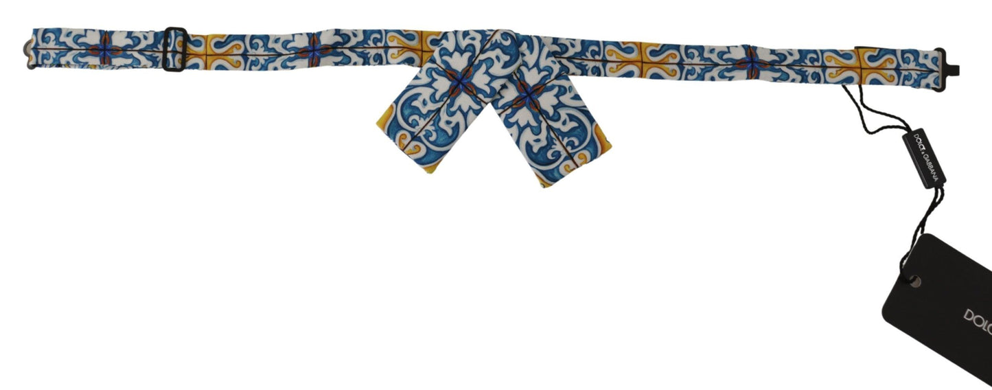 Dolce & Gabbana Majolica Print Silk Bow Tie Luxury Neckwear