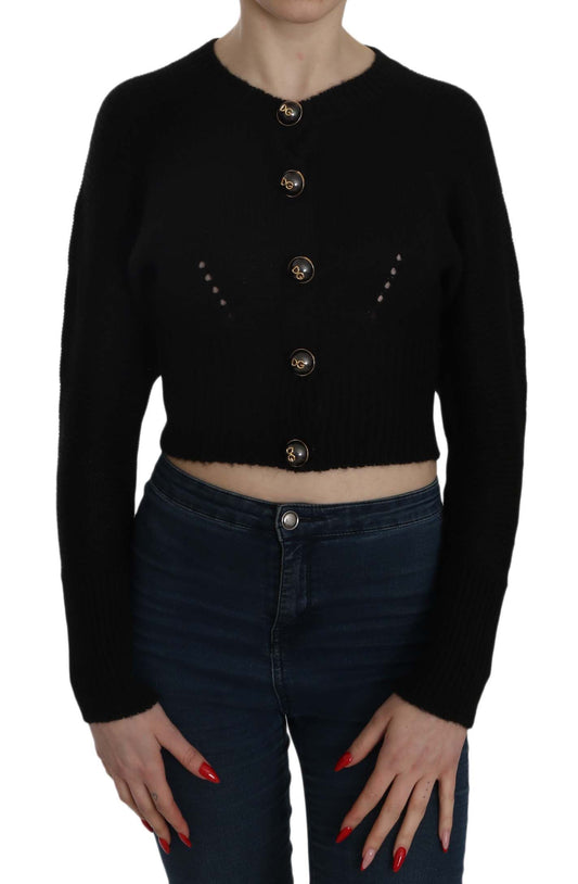 Dolce & Gabbana Chic Black Cropped Cardigan with Button Details