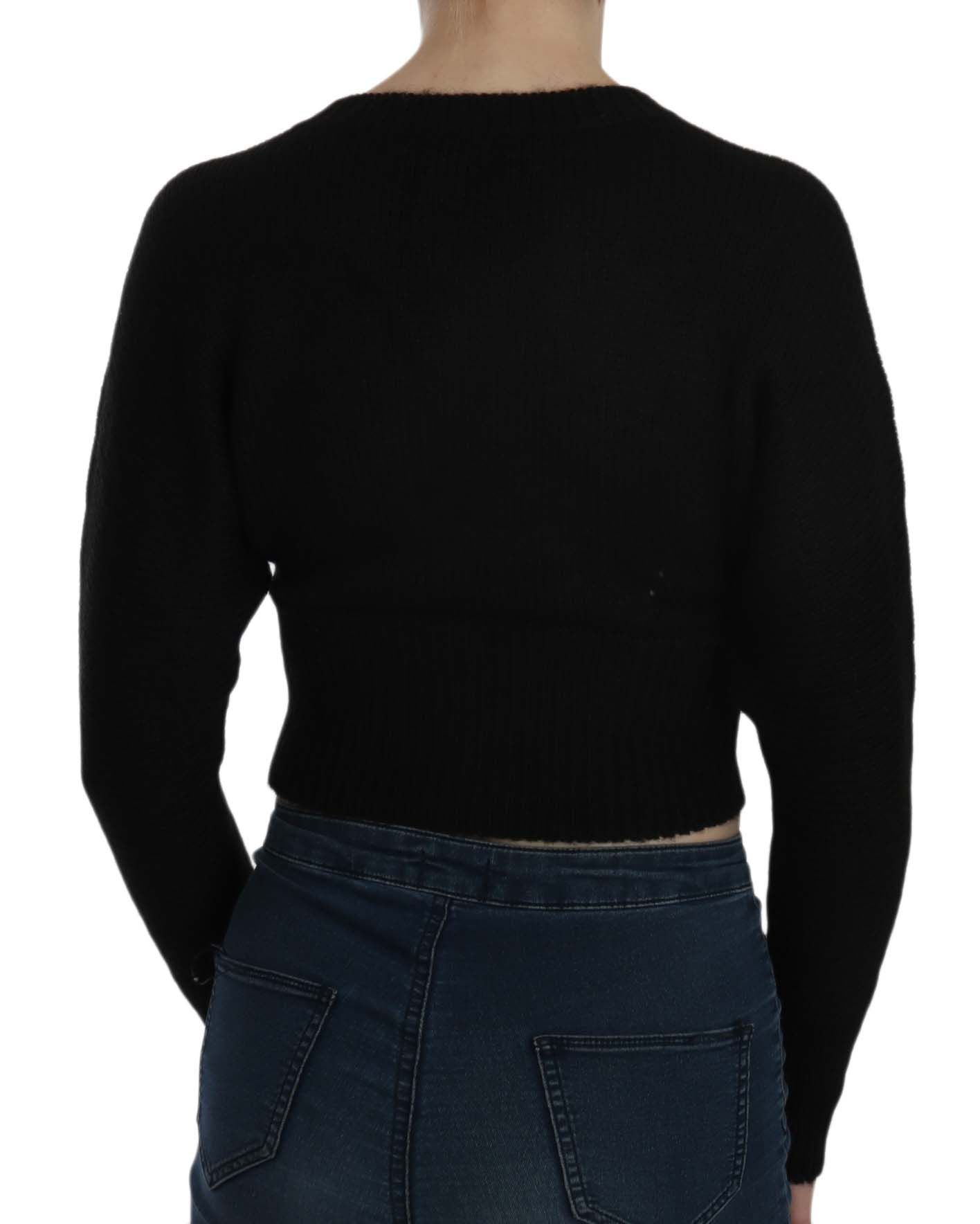 Dolce & Gabbana Chic Black Cropped Cardigan with Button Details