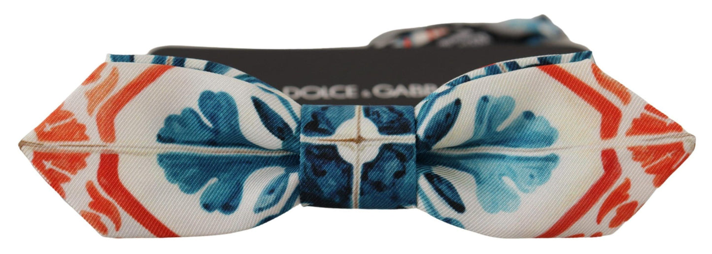 Dolce & Gabbana Majolica Print Silk Bow Tie