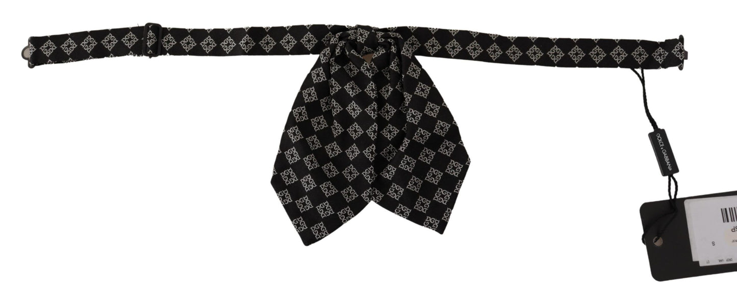 Dolce & Gabbana Elegant Silk Black Bow Tie with DG Logo