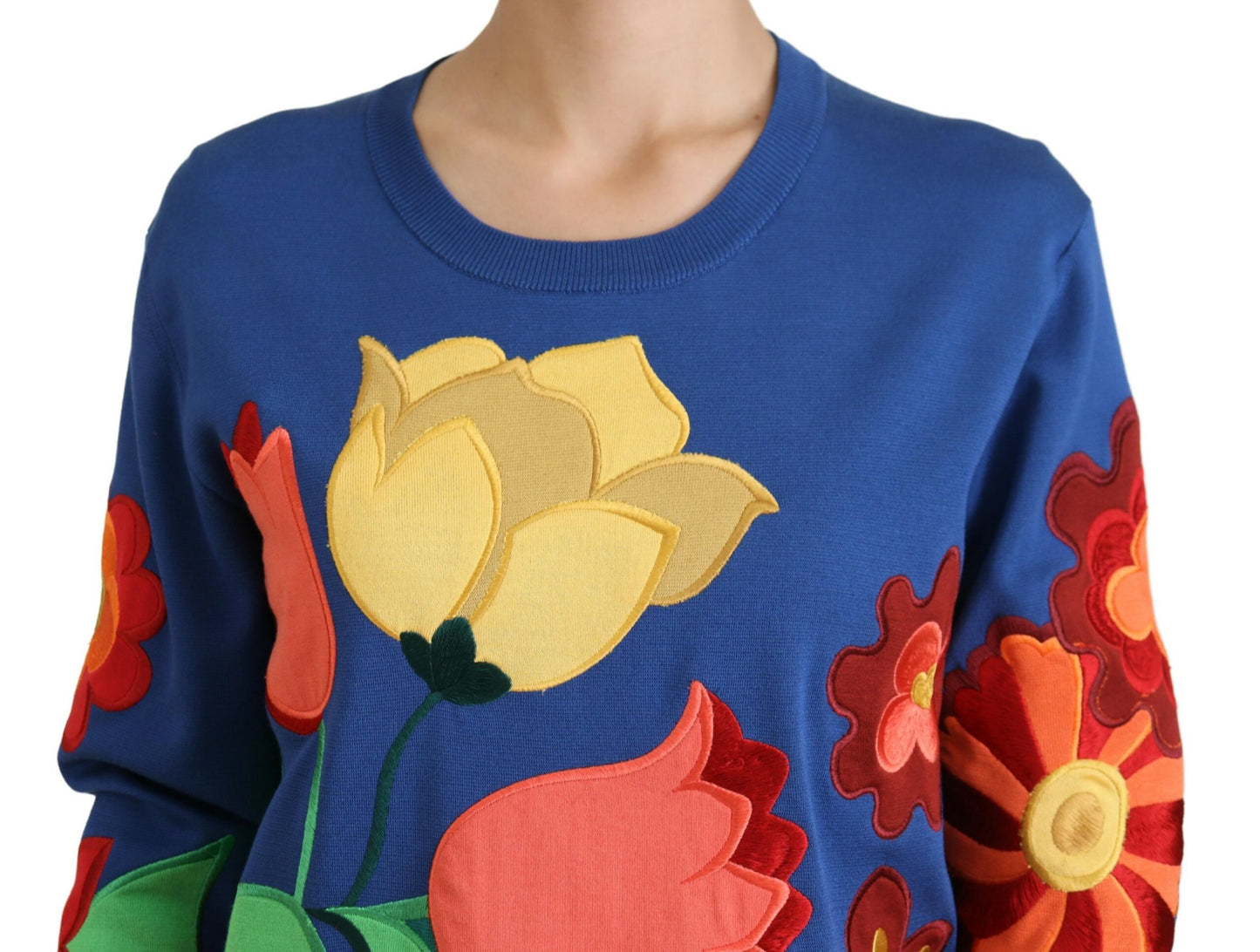 Dolce & Gabbana Elegant Floral Silk-Cotton Sweater