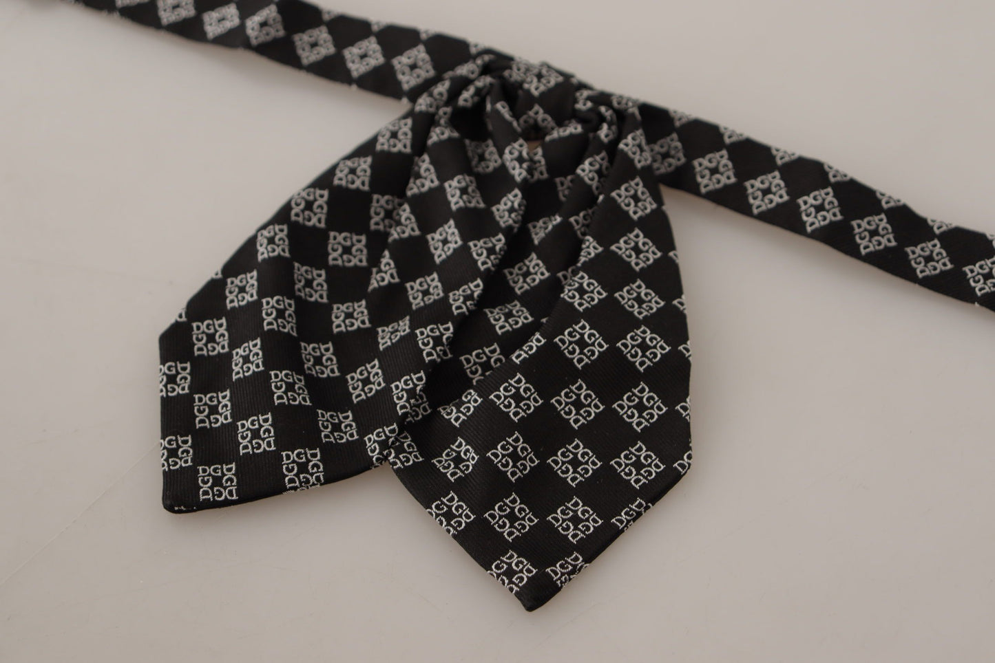 Dolce & Gabbana Elegant Silk Black Bow Tie with DG Logo