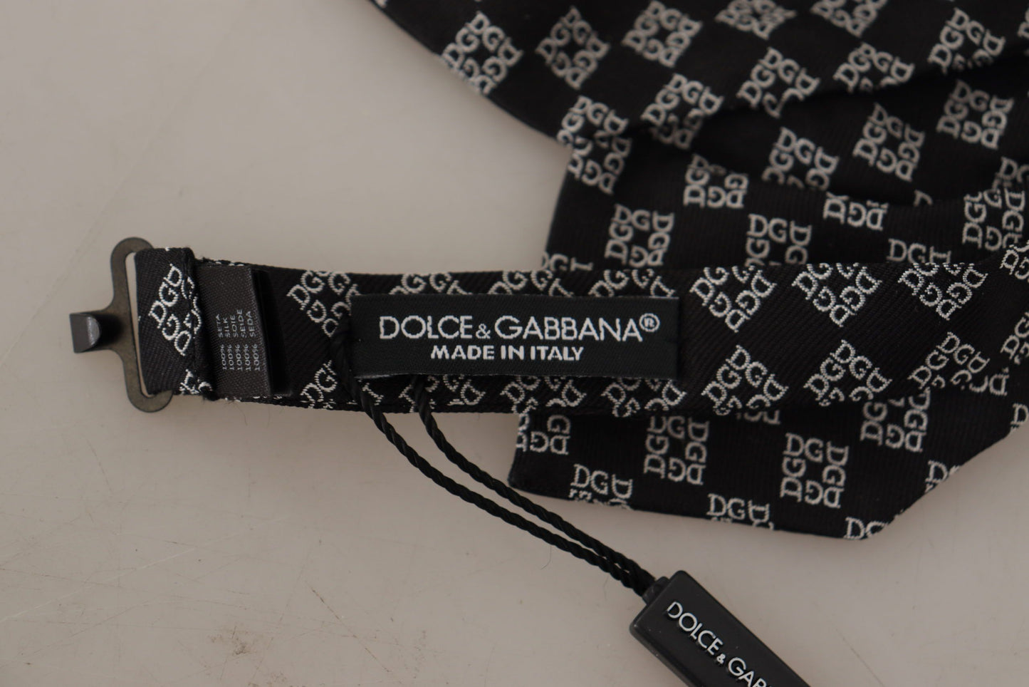 Dolce & Gabbana Elegant Silk Black Bow Tie with DG Logo