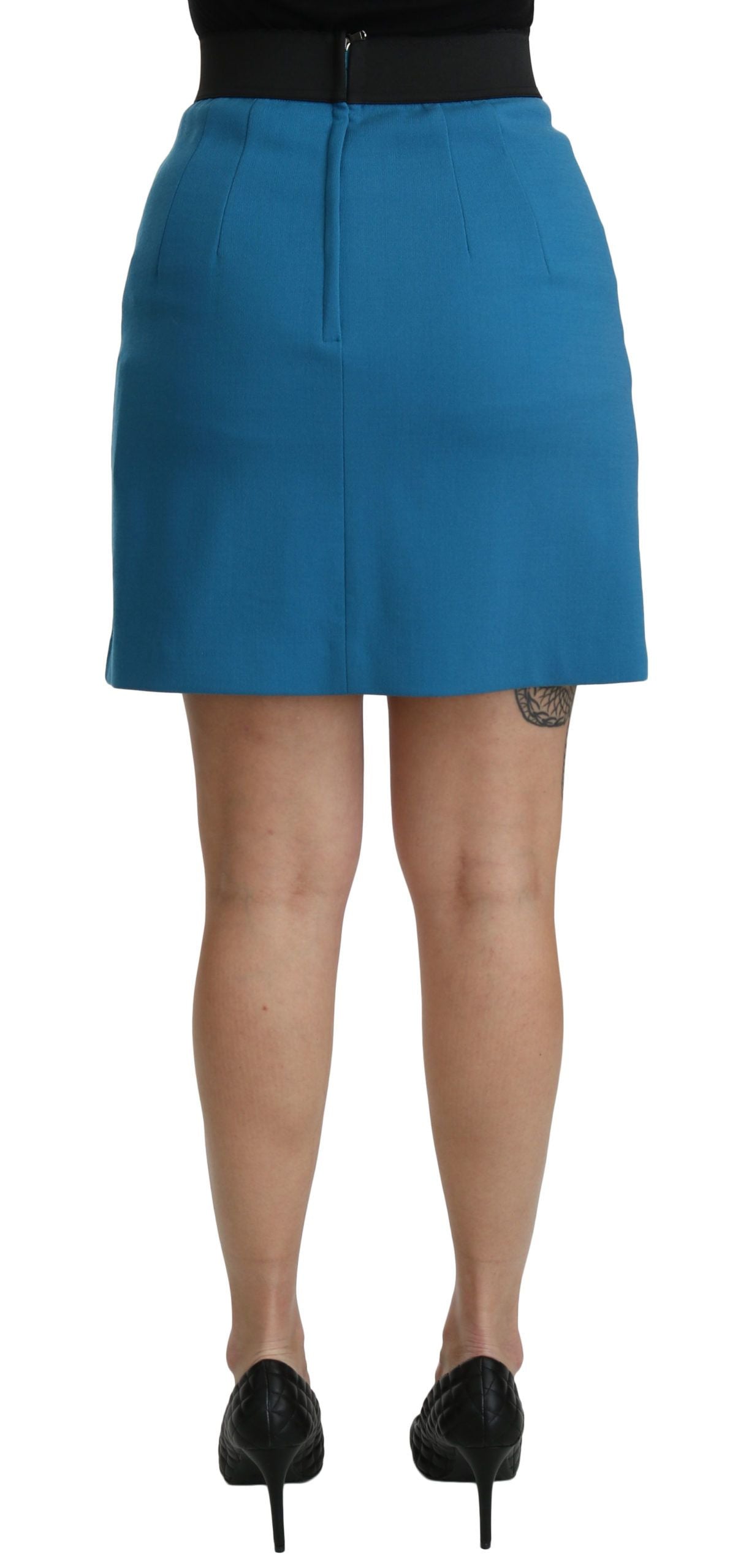 Dolce & Gabbana Embellished Blue High Waist Skirt