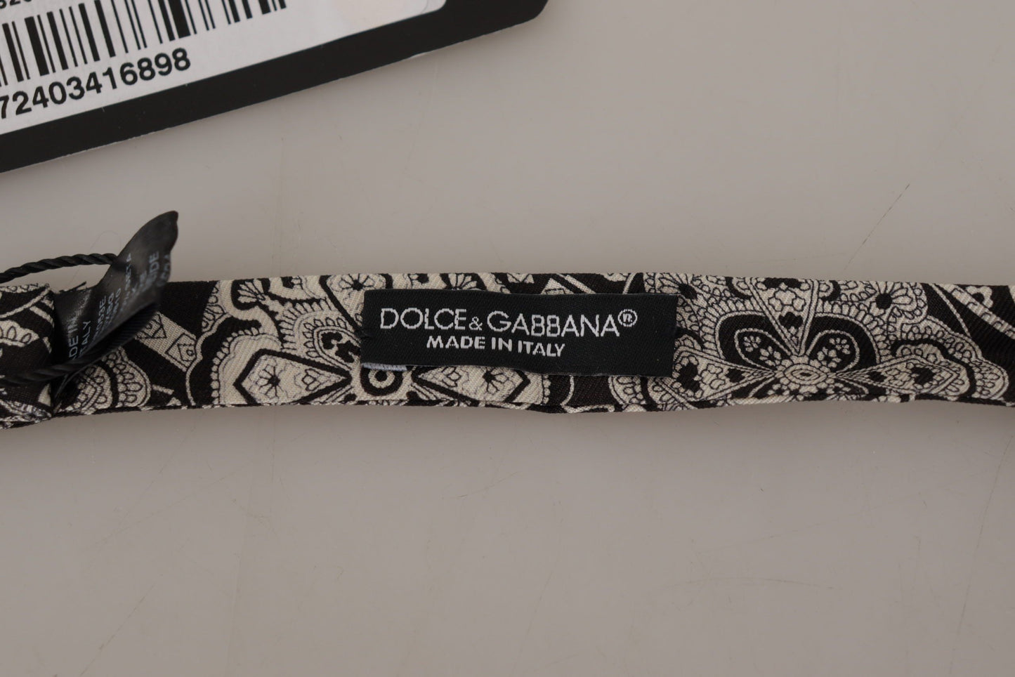 Dolce & Gabbana Elegant Silk Bow Tie in Black Fantasy Pattern