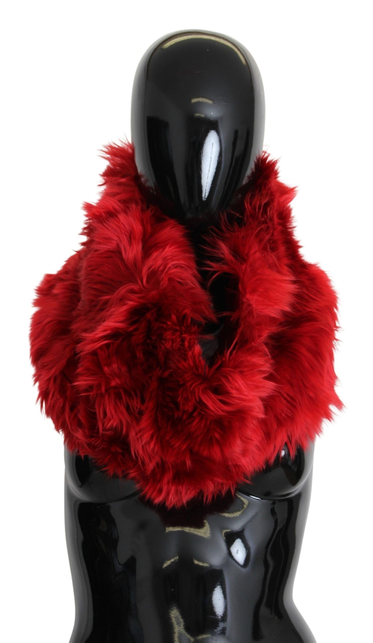 Dolce & Gabbana Elegant Red Alpaca Fur Neck Wrap Scarf