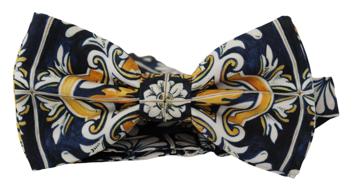 Dolce & Gabbana Exclusive Majolica Print Silk Bow Tie