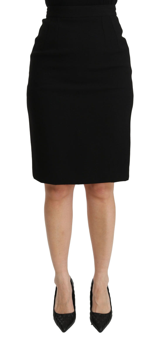 Dolce & Gabbana Elegant Wool High-Waist Knee-Length Skirt