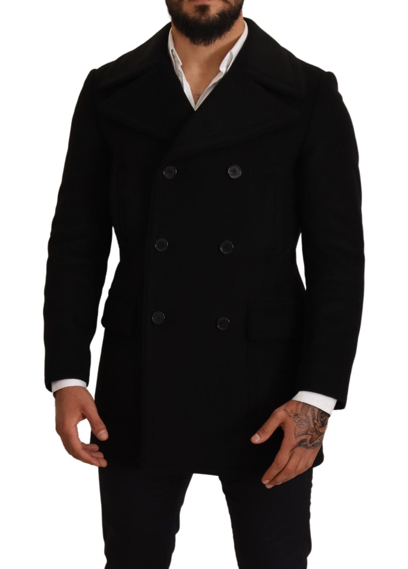 Dolce & Gabbana Elegant Black Double Breasted Wool Jacket