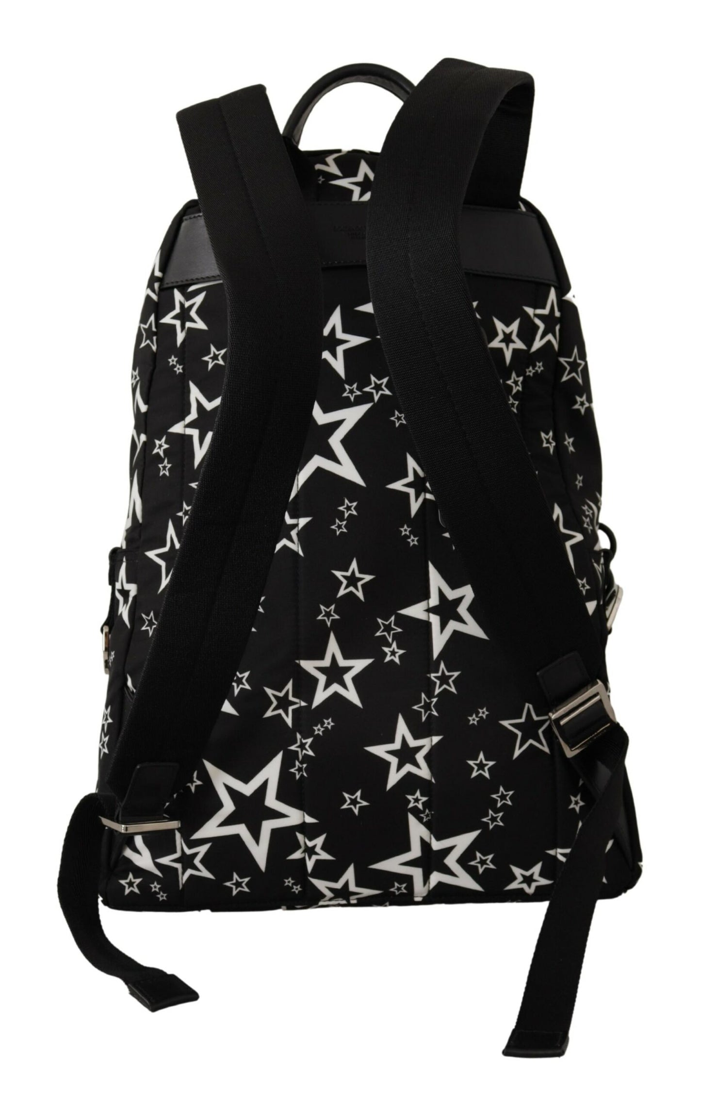 Dolce & Gabbana Star Print Designer Backpack - Black Leather & Nylon