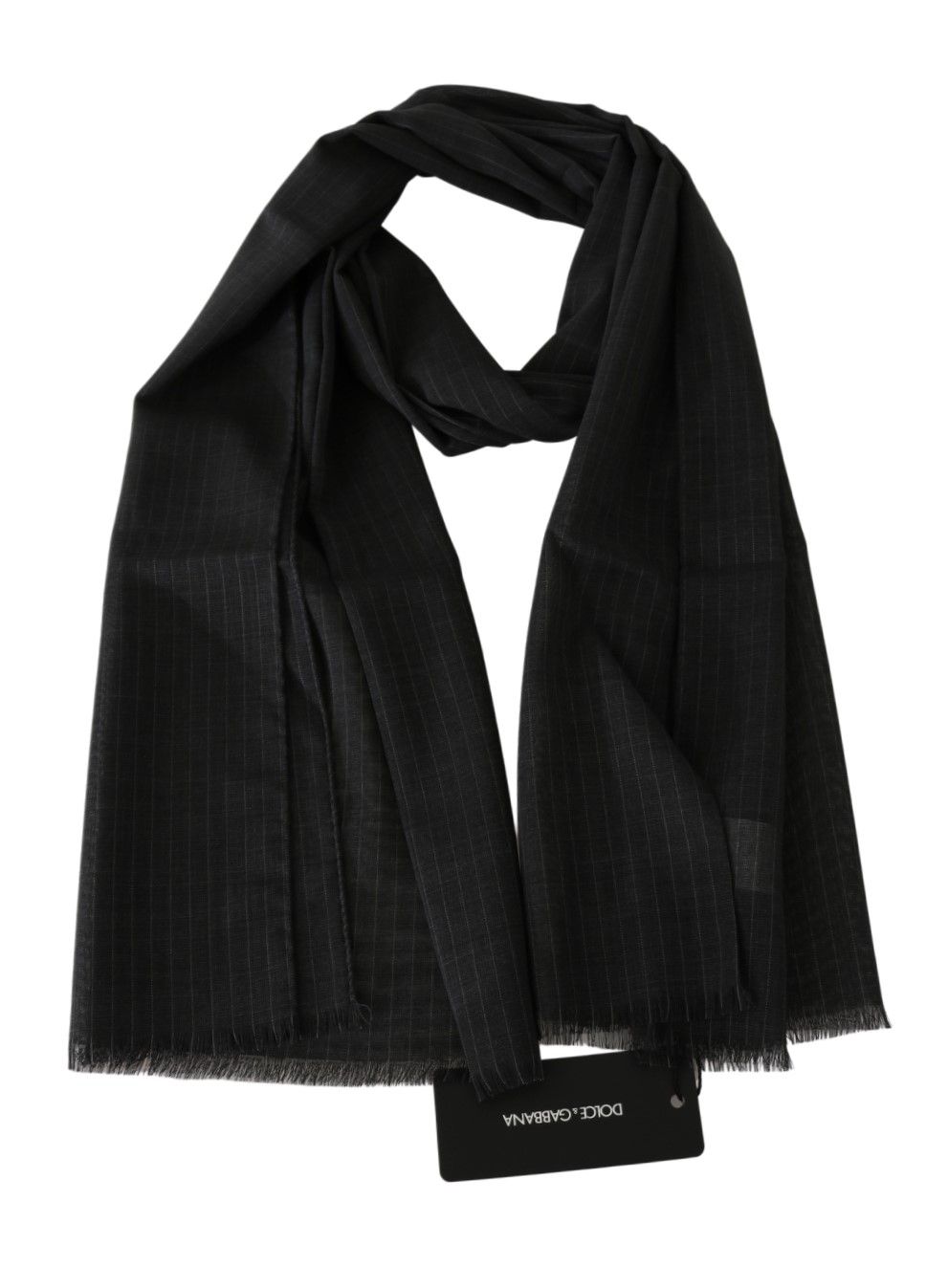 Dolce & Gabbana Elegant Gray Striped Silk Scarf for Men