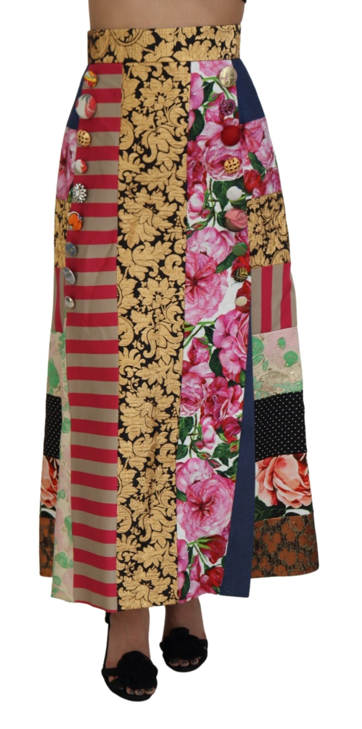 Dolce & Gabbana Elegant Multicolor High Waist A-Line Skirt