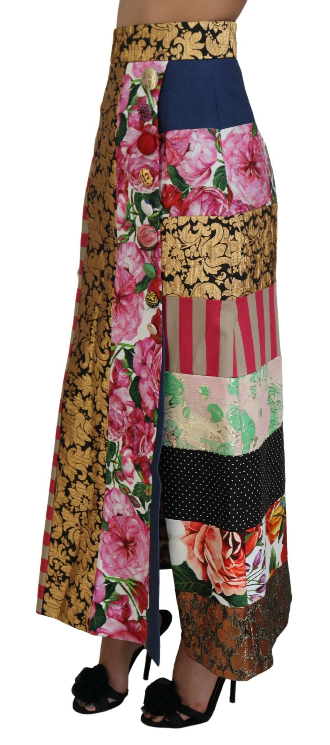 Dolce & Gabbana Elegant Multicolor High Waist A-Line Skirt