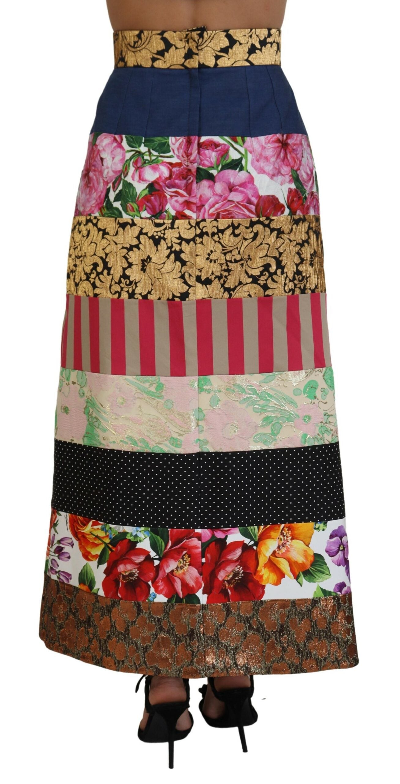 Dolce & Gabbana Elegant Multicolor High Waist A-Line Skirt