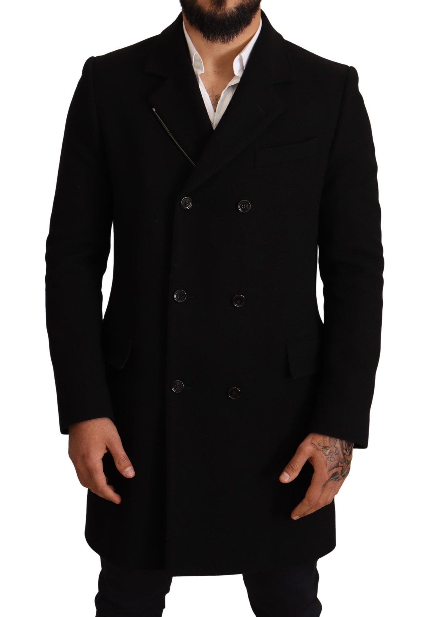 Dolce & Gabbana Elegant Double-Breasted Black Coat