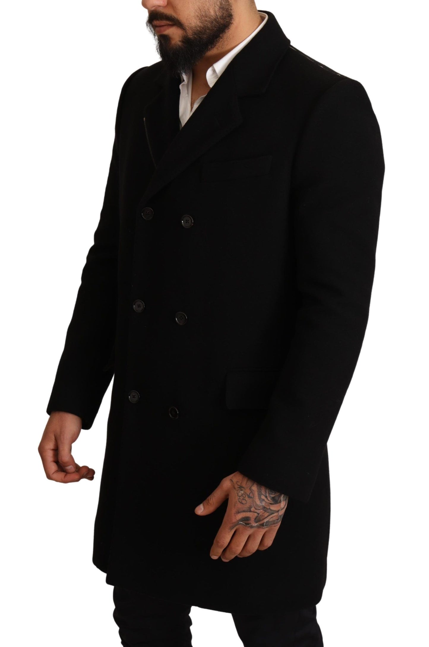 Dolce & Gabbana Elegant Double-Breasted Black Coat