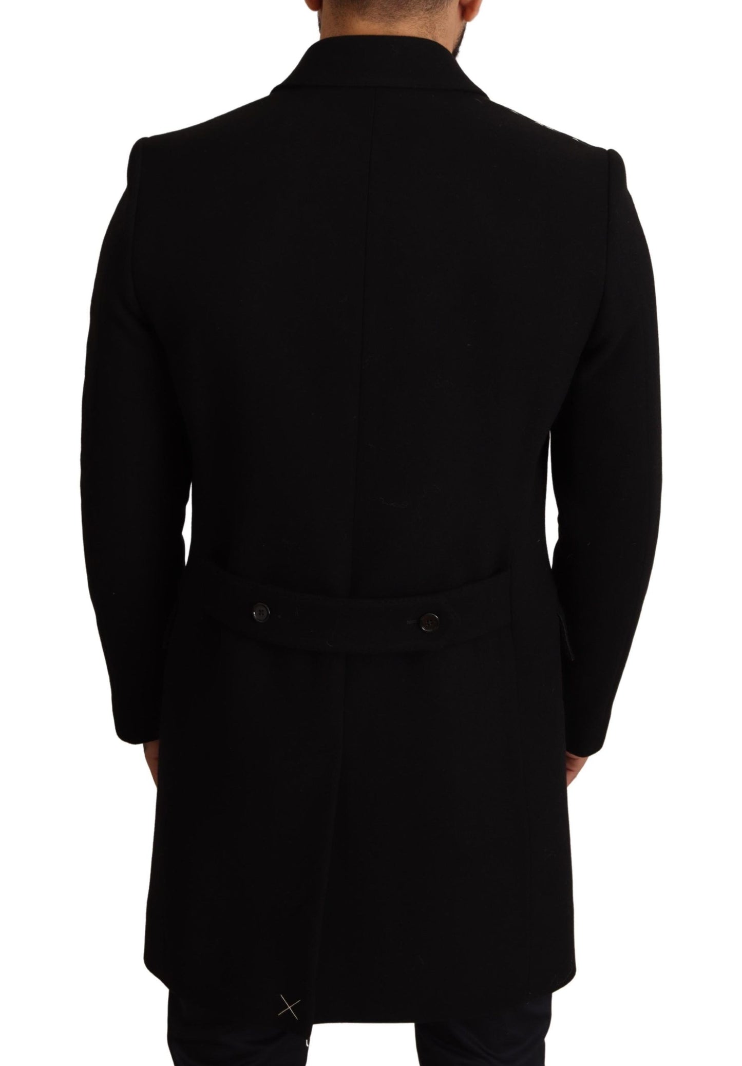 Dolce & Gabbana Elegant Double-Breasted Black Coat