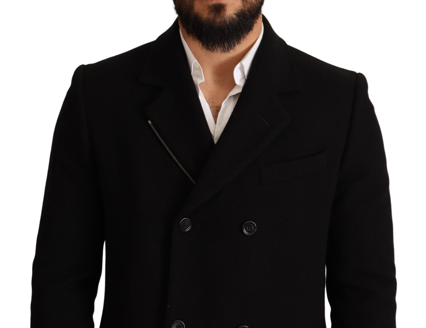 Dolce & Gabbana Elegant Double-Breasted Black Coat