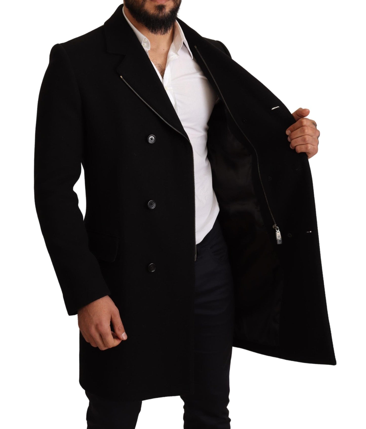 Dolce & Gabbana Elegant Double-Breasted Black Coat