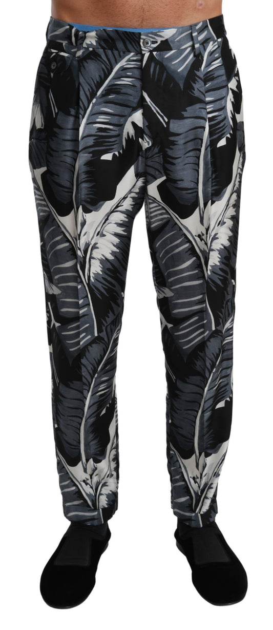 Dolce & Gabbana Elegant Silk Banana Leaf Print Pants