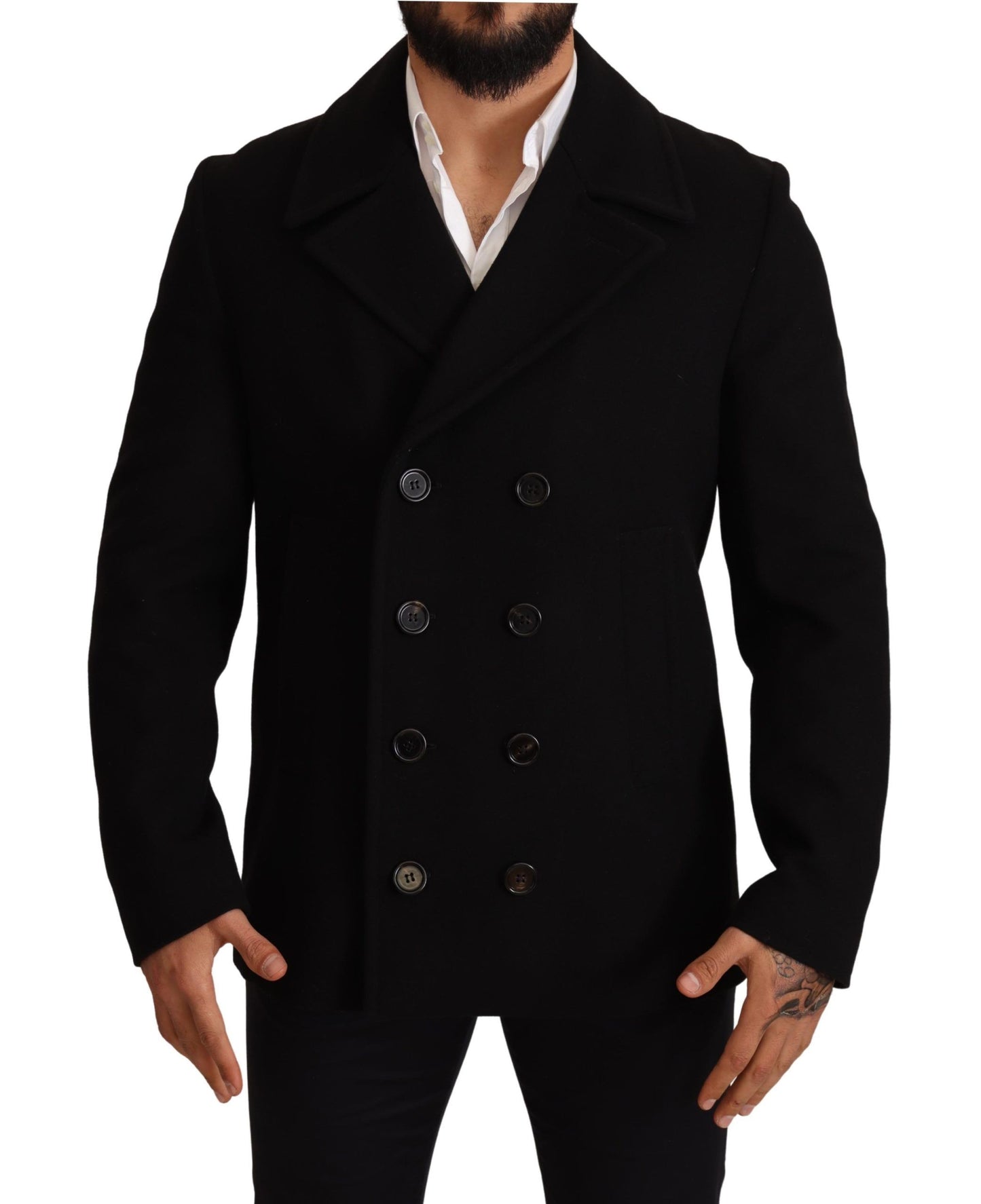 Dolce & Gabbana Elegant Double Breasted Wool-Blend Pea Coat