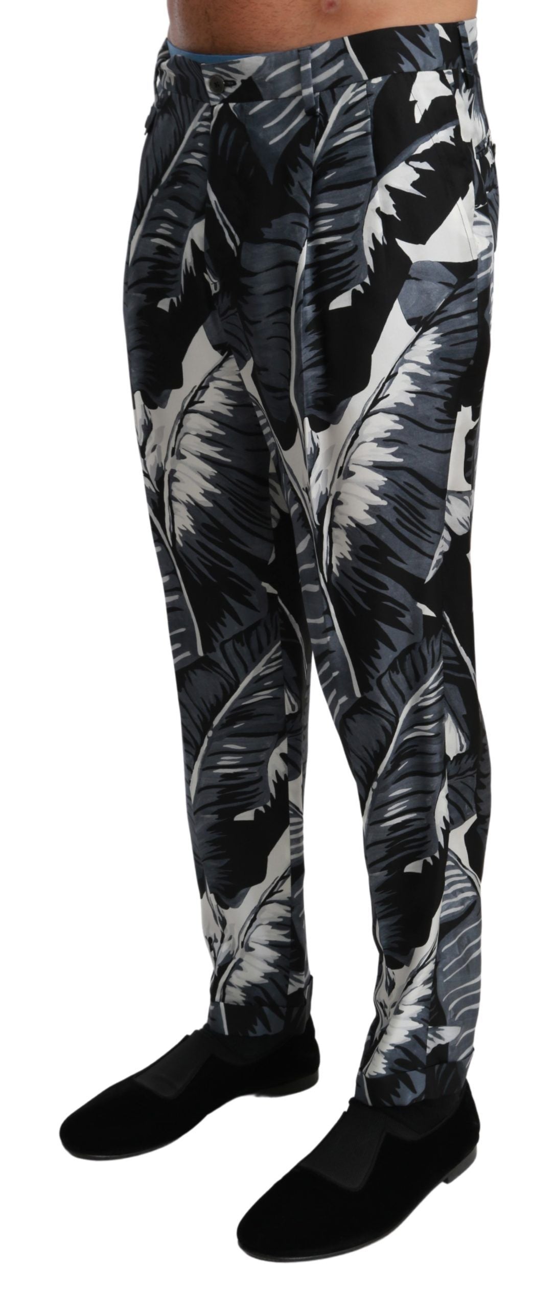 Dolce & Gabbana Elegant Silk Banana Leaf Print Pants