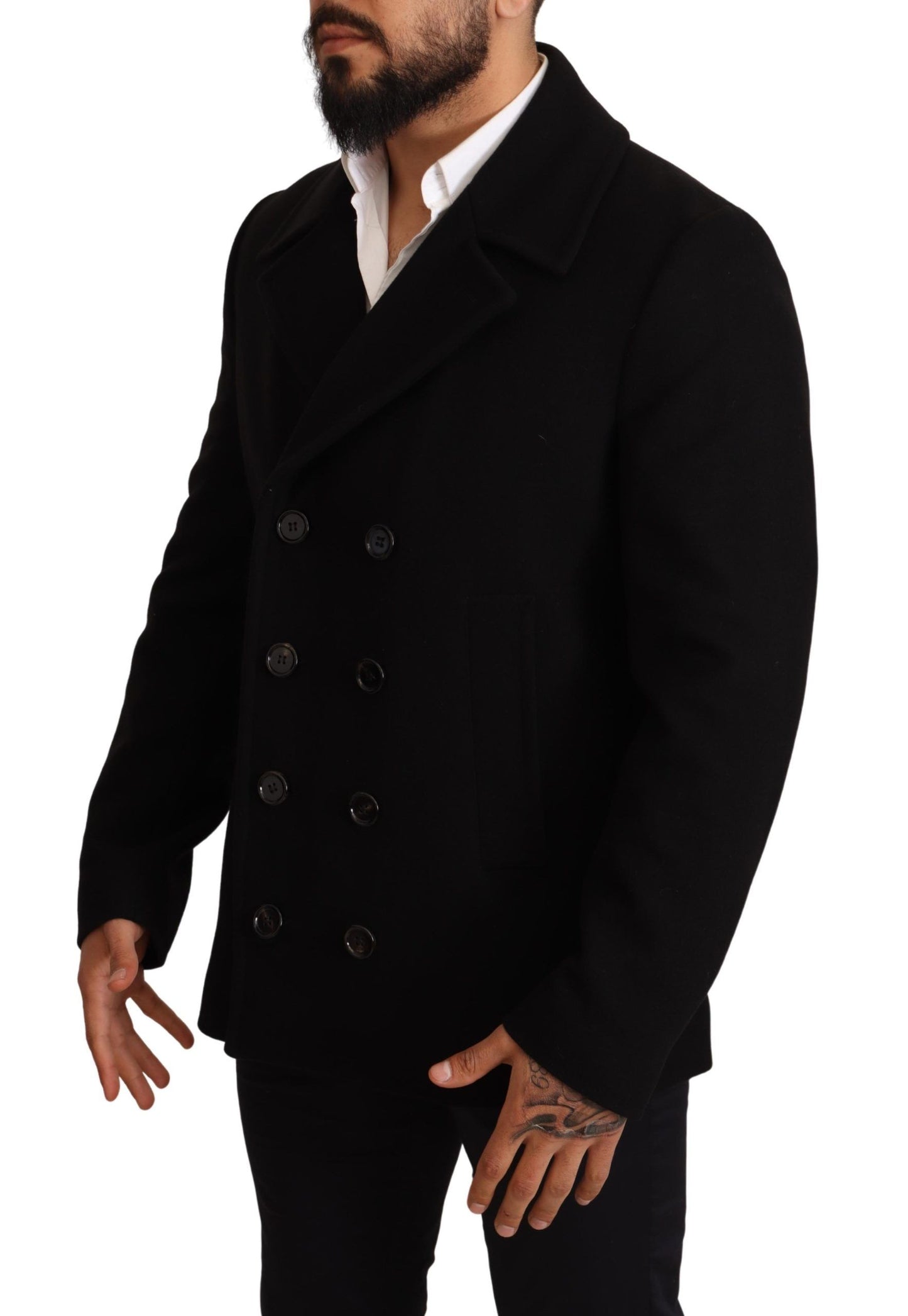 Dolce & Gabbana Elegant Double Breasted Wool-Blend Pea Coat