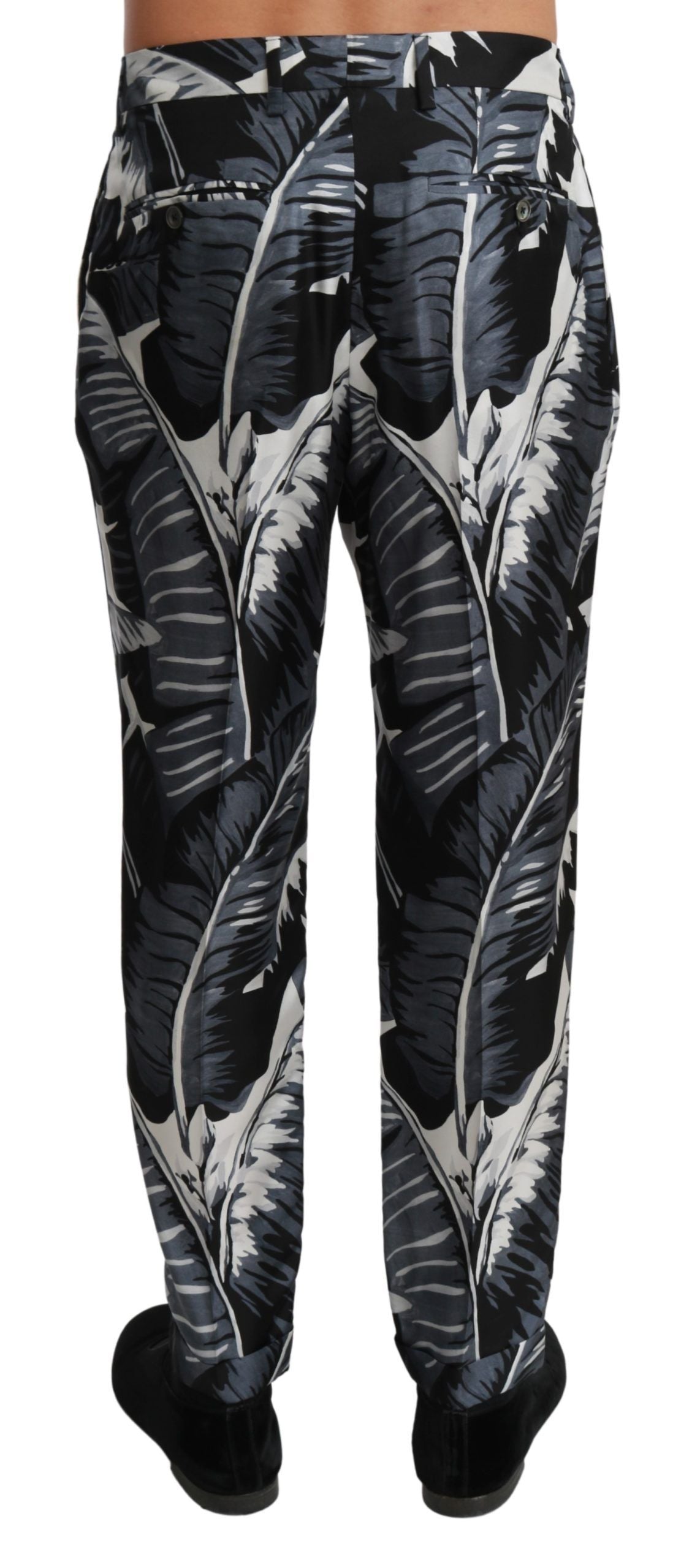 Dolce & Gabbana Elegant Silk Banana Leaf Print Pants