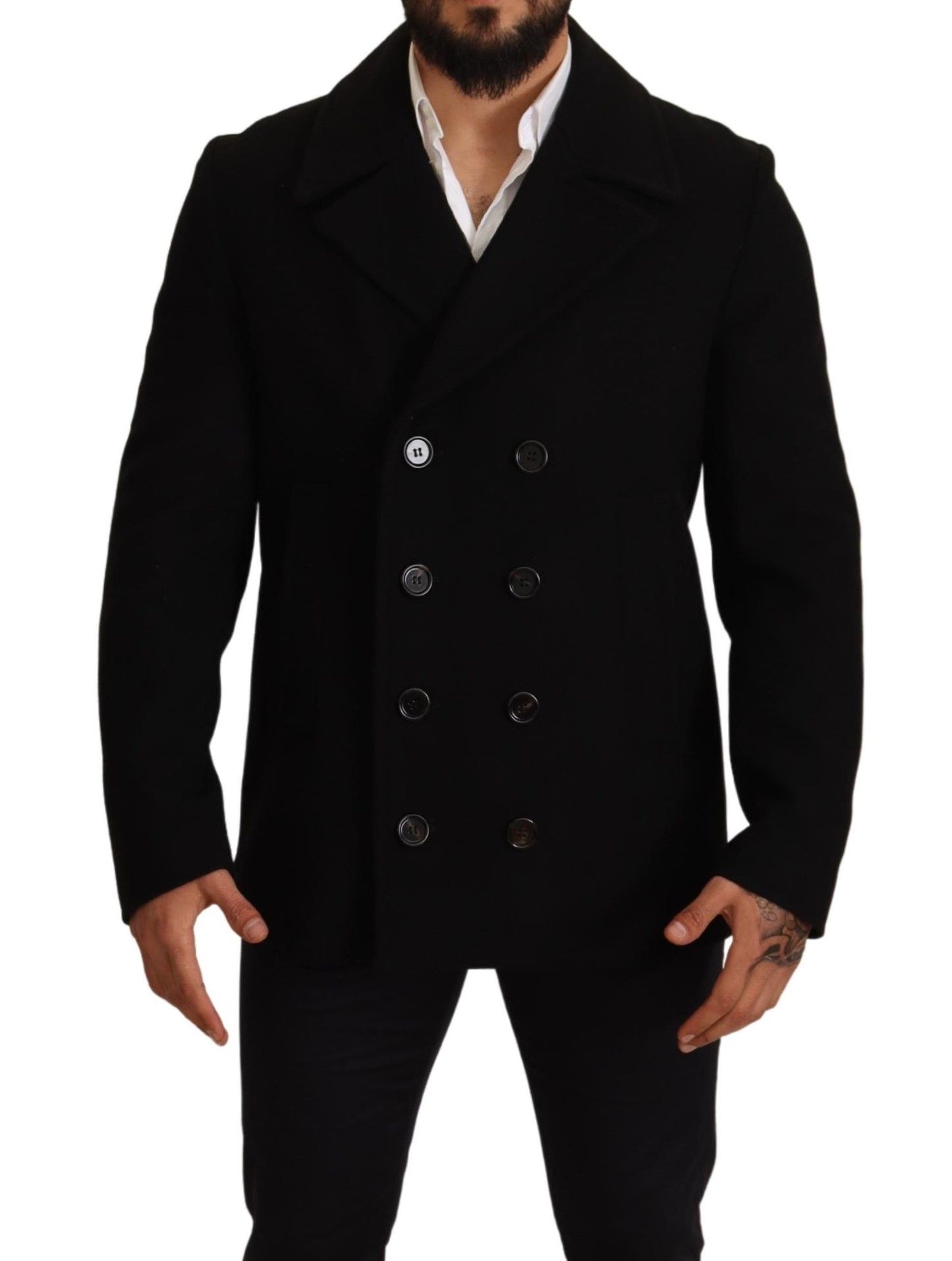 Dolce & Gabbana Elegant Double Breasted Wool-Blend Pea Coat