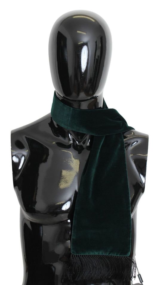 Dolce & Gabbana Elegant Dark Green Cotton Silk Men's Scarf