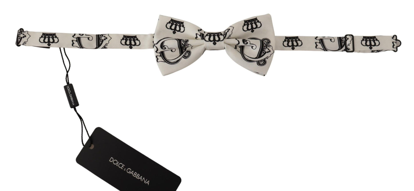 Dolce & Gabbana Regal Crown Pattern Silk Bow Tie