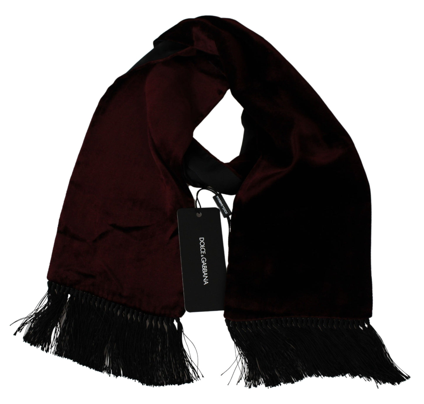 Dolce & Gabbana Elegant Maroon Silk Fringed Men's Scarf