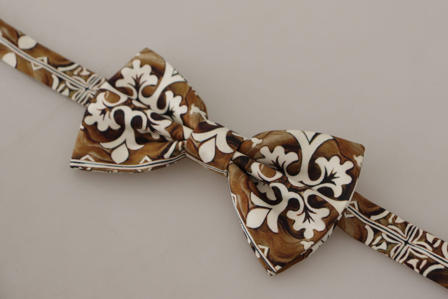 Dolce & Gabbana Elegant White Patterned Silk Bow Tie