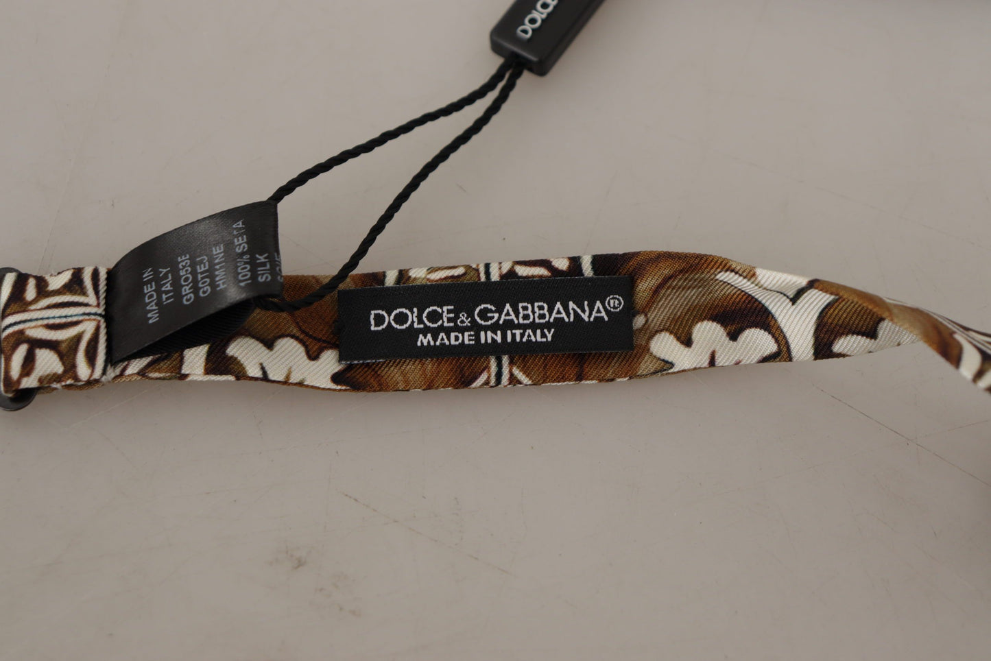 Dolce & Gabbana Elegant White Patterned Silk Bow Tie