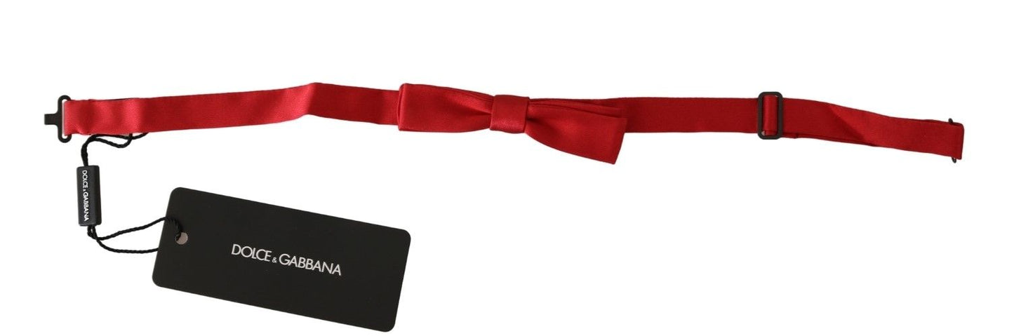 Dolce & Gabbana Silk Red Tied Bow Tie Classic Elegance