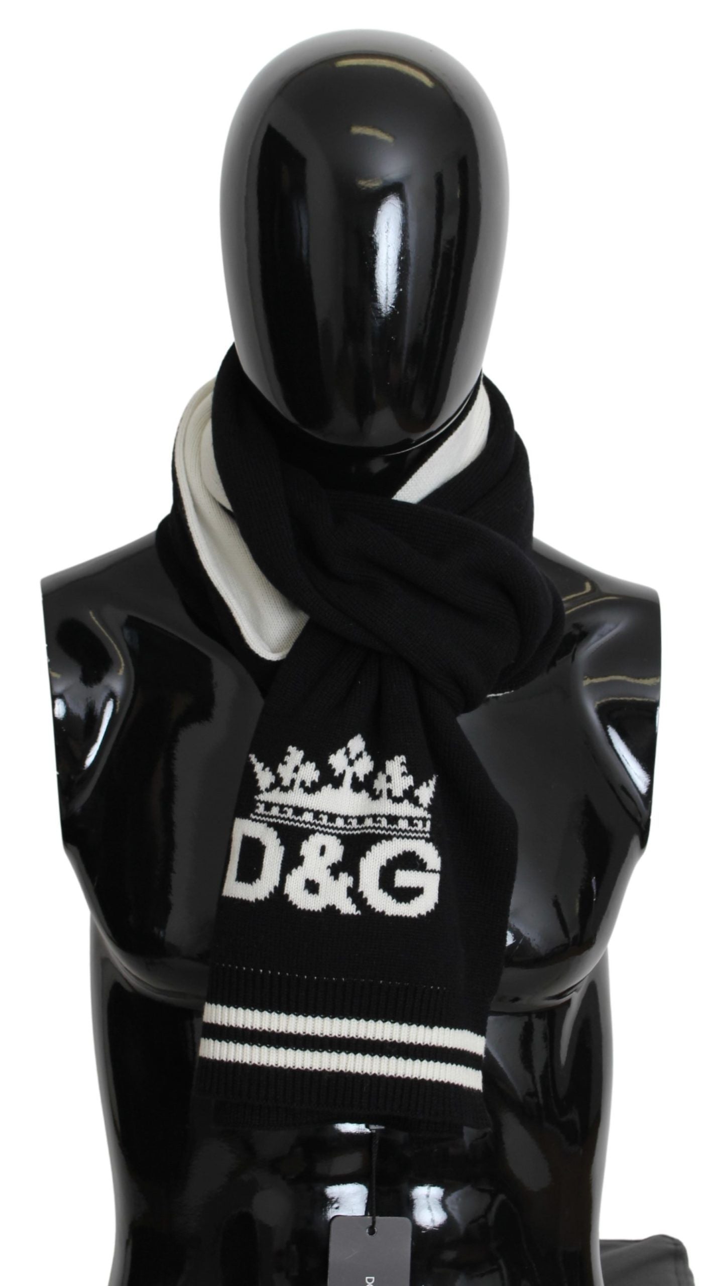 Dolce & Gabbana Chic Two-Tone Cashmere Scarf with Crown Motif