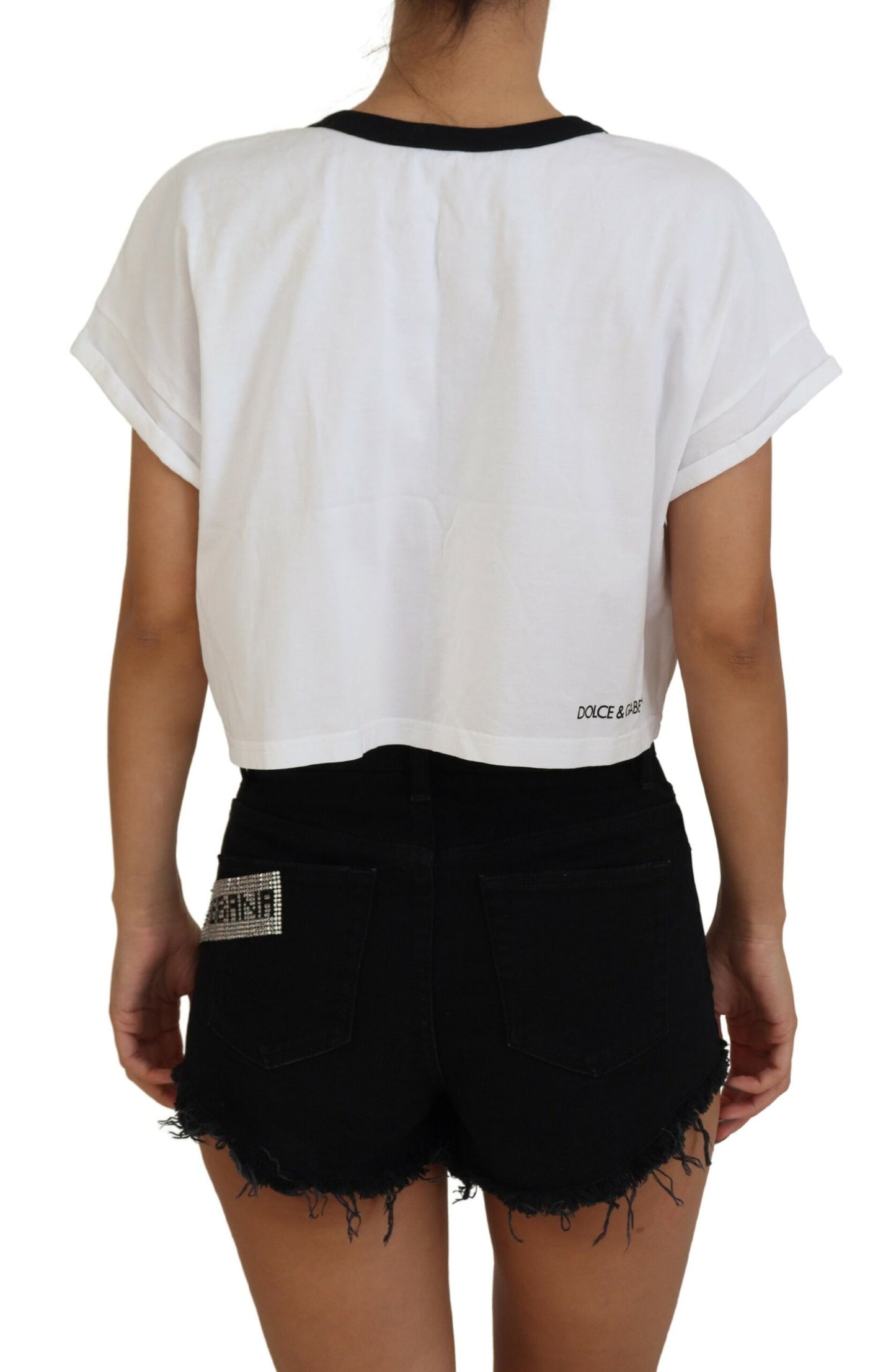 Dolce & Gabbana Chic White Cotton Crop Top Tee